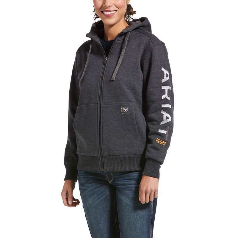 Sudadera Con Capucha Ariat Rebar All-Weather Full Zip Gris Oscuro Mujer - Chile 609-MNDYZB